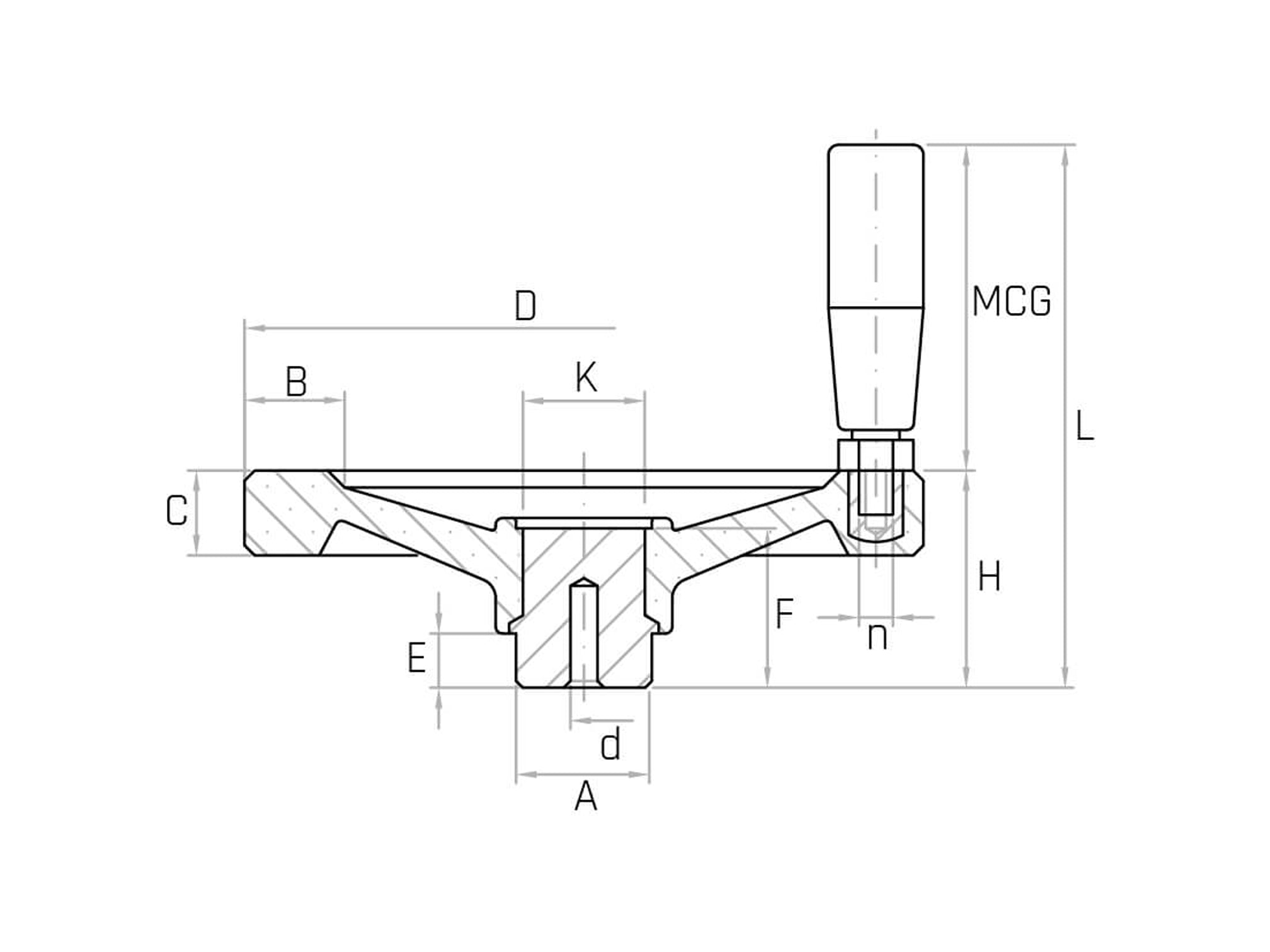 VR2AF/M Two-spoke handwheel with knob for SPECIAL WORKS - Range VR2AF/M Two-spoke handwheel with knob for SPECIAL WORKS - Range